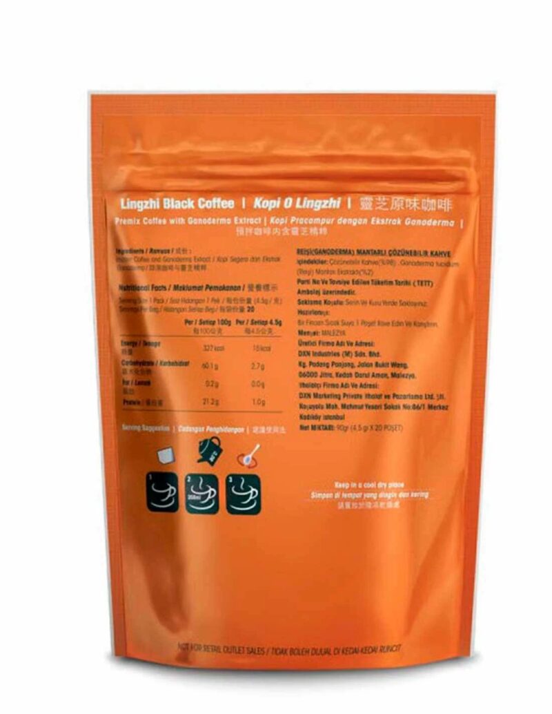 Lingzhi black coffee 2 en 1 cafe ganoderma dxn descripcion