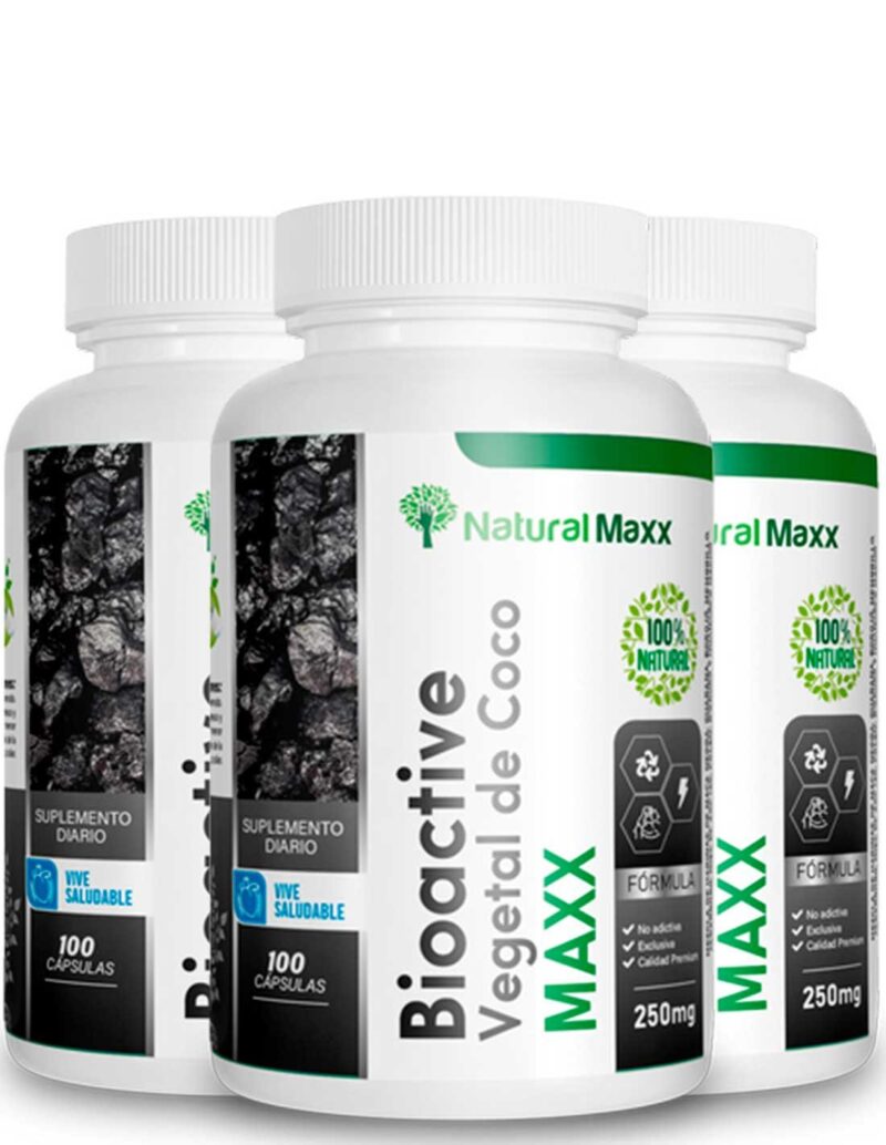 Pack de 3 Carbón activado de coco 300 capsulas naturalmaxx