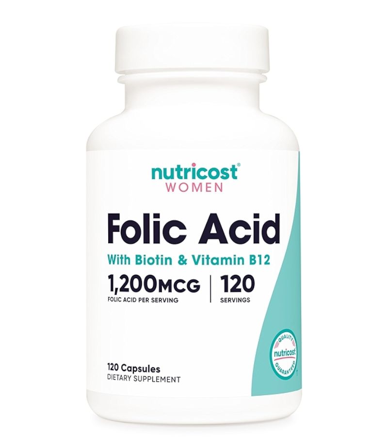 diseño halnatur (67) FOLIC ACID WHIT VIOTIN & B12 120 CAPSULAS NUTRICOST WOMEN