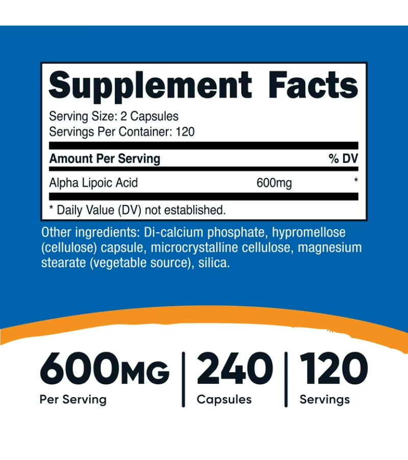 Alpha Lipoic Acid 240 capsulas Nutricost — Imagen Alpha Lipoic Acid 240 capsulas Nutricost