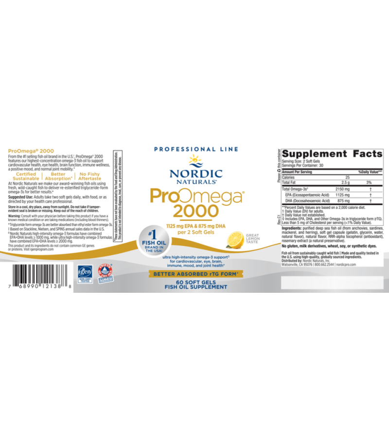 ProOmega 2000 60 softgels nordic naturals — Imagen ProOmega 2000 60 softgels nordic naturals